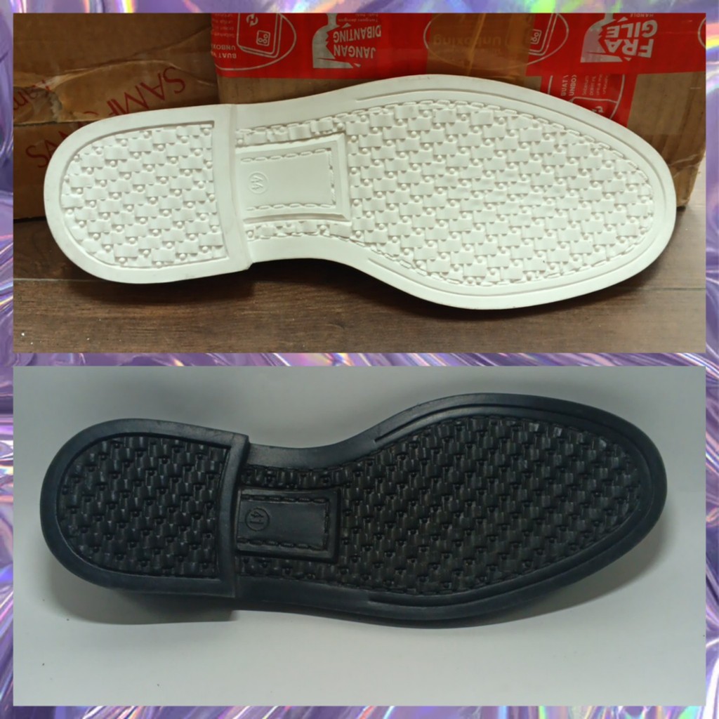 Sol Sepatu Pantofel PDH Pria TNI AL POLRI Perawat ABRI size 38-46 - TPR Hitam Putih Kingstone 1020