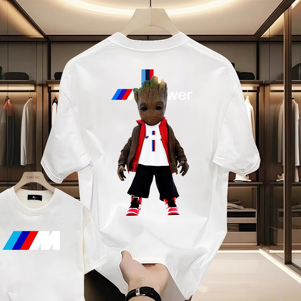 Apple M1 cip Retro edisi T-shirt fesyen Korea heavyweight besar T-shirt lelaki hitam putih T-shirt