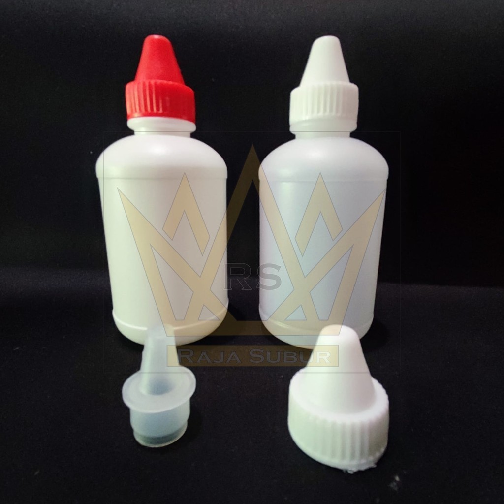 isi 10pcs - CC botol tetes 100 ml BOLONG LANCIP plastik putih natural 100ml bening HPDE HD