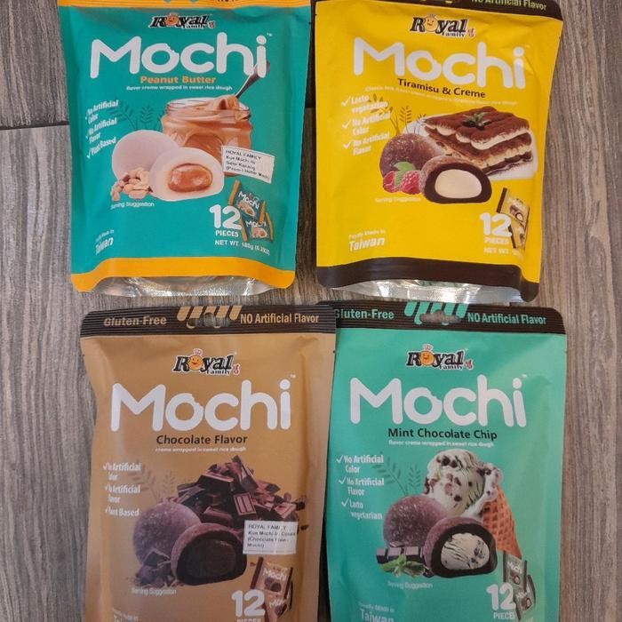 

Royal Family Mochi Gluten Free Rasa Peanut Butter / Chocolate / Mint Chocolate Chip / Tiramisu Creme