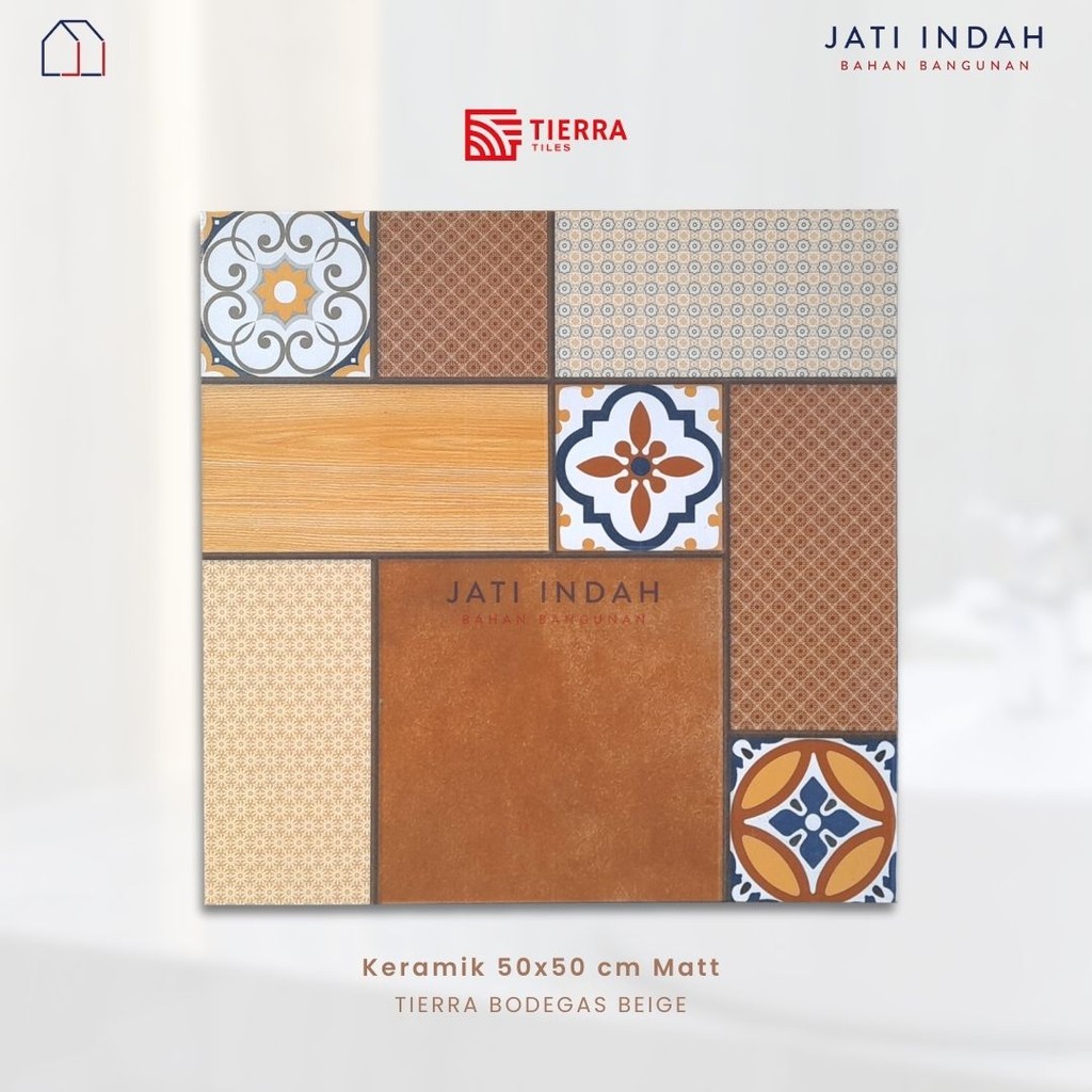 Keramik Lantai Matt Decorative 50x50 cm TIERRA BODEGAS BEIGE | Keramik Motif Tegel