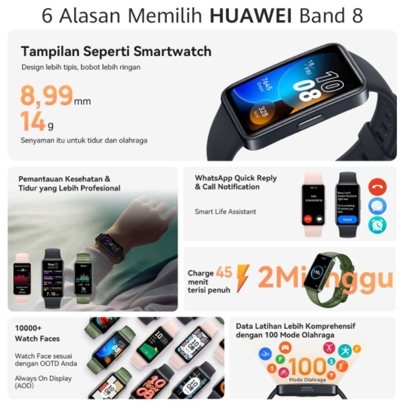 JAMIN MURAH NEW HUAWEI BAND 8 Smartband Smartwatch GARANSI RESMI HUAWEI INDONESIA 1 tahun(BISA LANGS