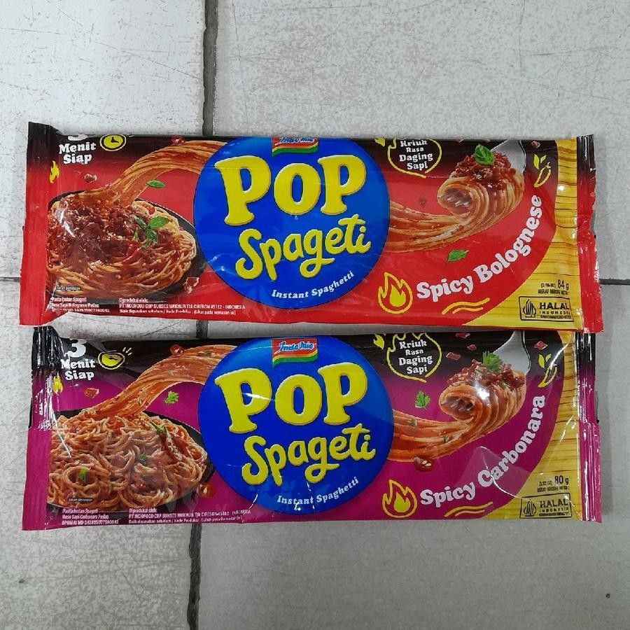 

Indomie Pop Spageti Mie Instant Spaghetti Rasa Spicy Carbonara / Spicy Bolognese