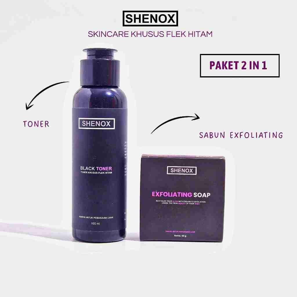 Shenox Skincare Sabun Exfoliating Dan Black Toner Exfoliating Pengelupasan Flek Hitam Membandel
