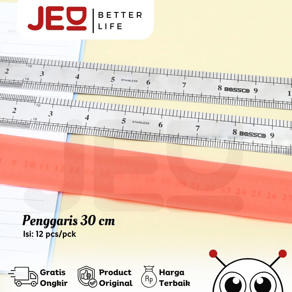 

Penggaris besi 30 cm, stainless steel ruler, penggaris besi
