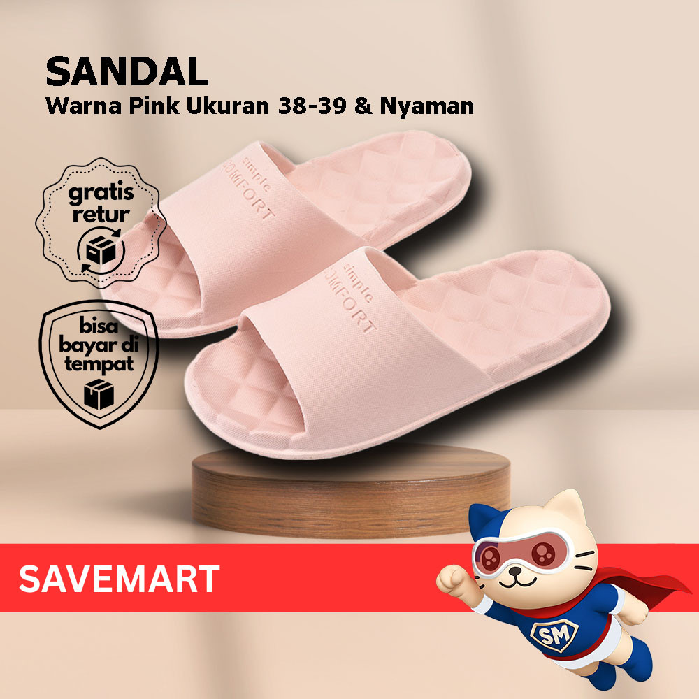 Sandal Pink Size 38-39 Anti Licin Sandal Simple Pink Wanita Sandal Wanita Sandal Slop