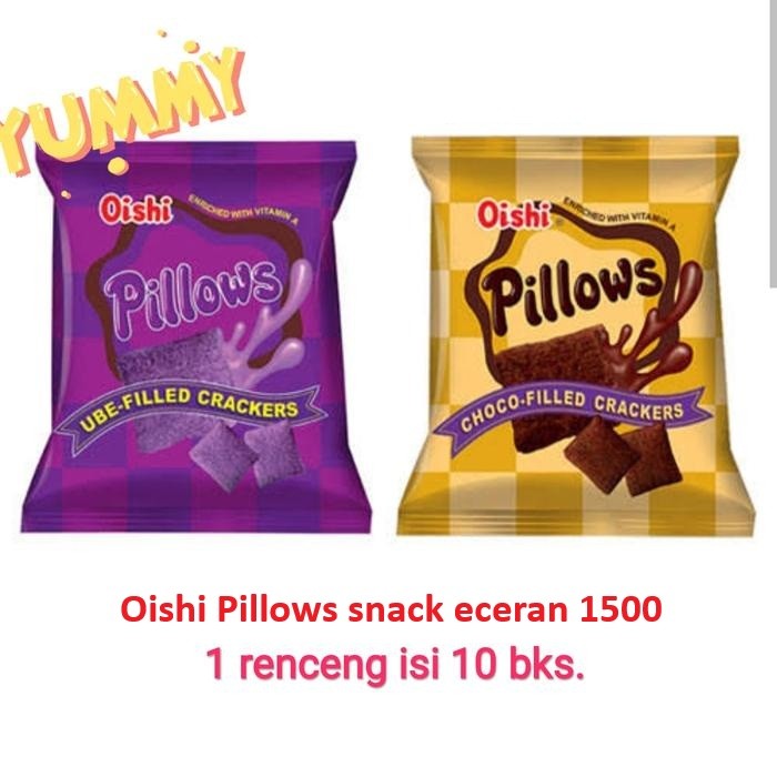 

oishi pillow snack kemasan ecer 1500 | renceng isi 10 bks