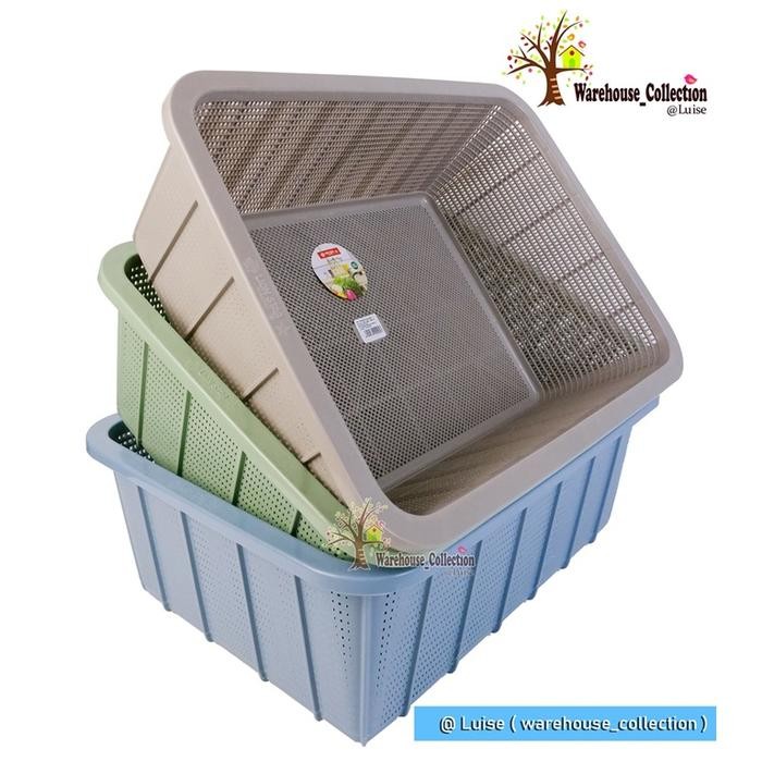 Keranjang Plastik Peniris SERBAGUNA LARGE (L) / Keranjang Buah-buahan BW-28/ Keranjang Serbaguna Squ