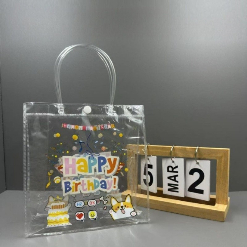 

Tas Mika PVC Polos Goodie Bag Hampers Gift Bag Kantong Souvenir Ulang Tahun Transparan - ES0663