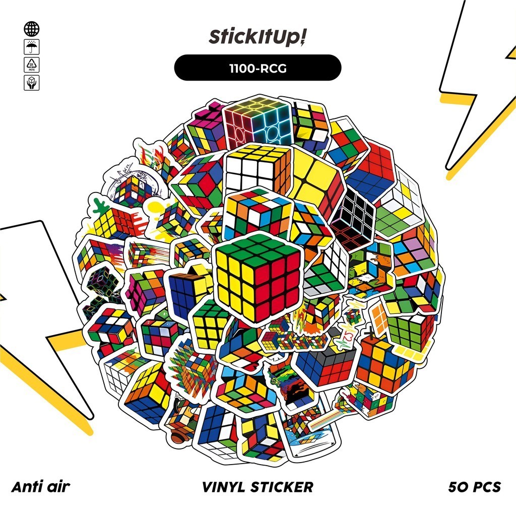 

COD✨ 100 Pcs Stiker Pack Rubik Balok Lucu Lucu Aesthetic Vynil Waterproof untuk Freebies Sticker Buku Journal Casing HP Laptop