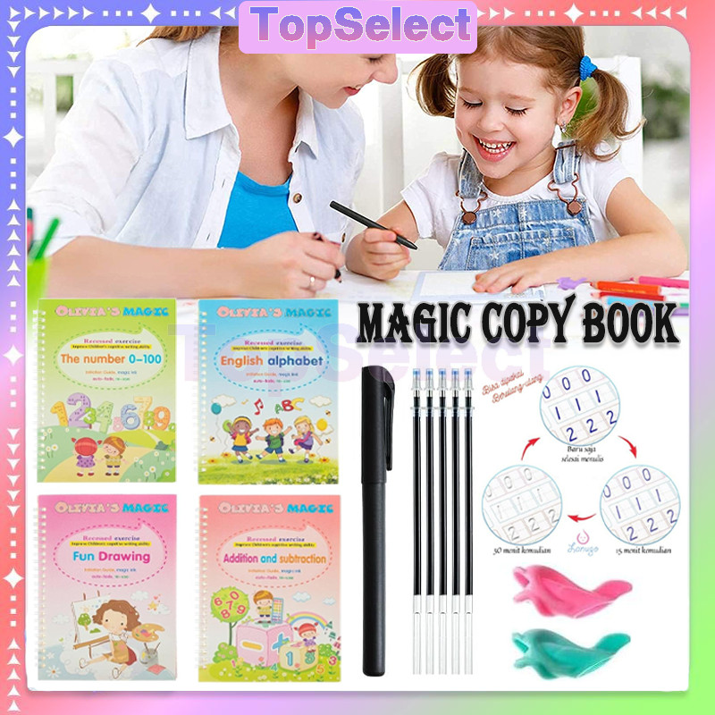 

3D Anak Tk Buku + Pena 5 Pcs Refill/Magic Practice 4 Buku + 5Pulpen/Buku Belajar Ajaib Anak/Pratice Writing Book / Buku Belajar Menulis Huruf Dan Angka Anak Paud 3D/Magic Copy Book/Buku Belajar Menulis Anak Practice writing
