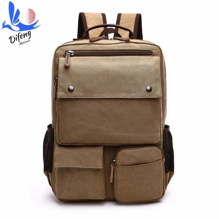 Ransel jeans (ransel kanvas,tas pria,tas punggung) - Krem