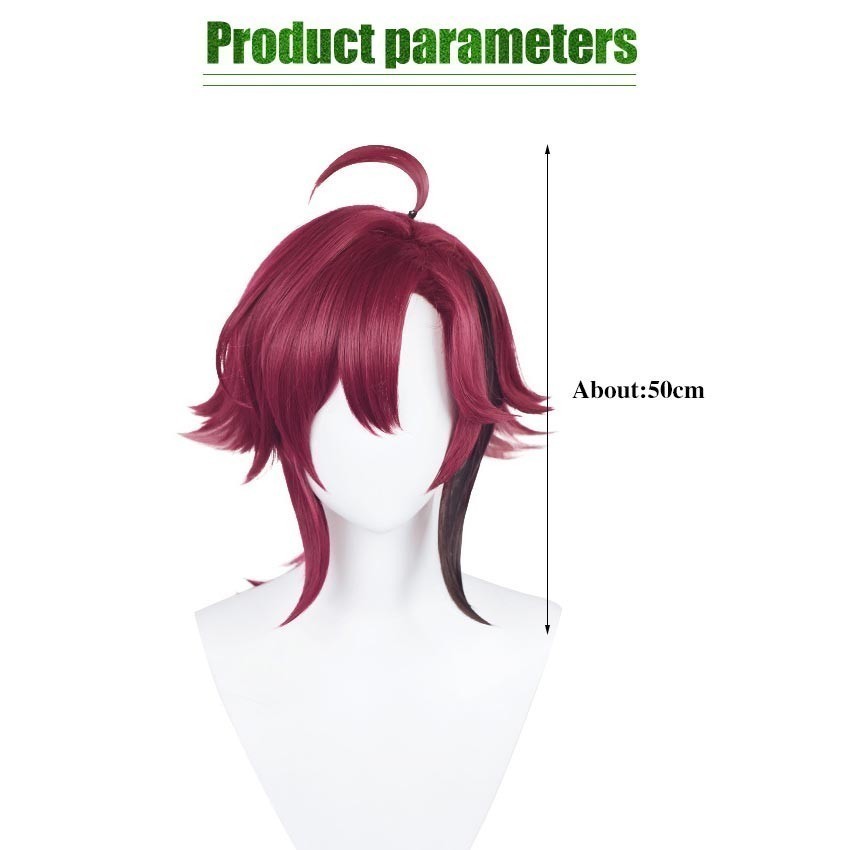 Rambut Palsu Wig Cosplay Game Genshin Impact Wig Shikanoin Cowo Cowok Pria Panjang Lurus Merah Red P