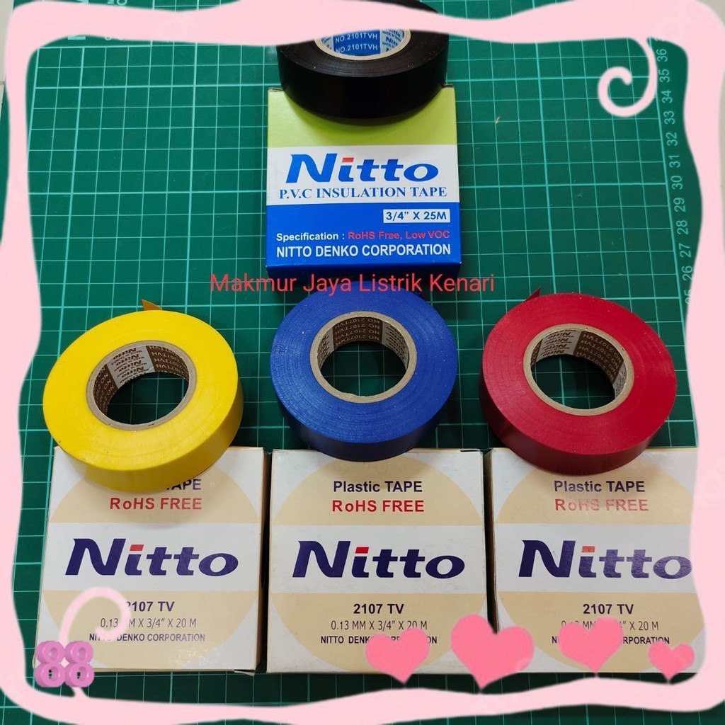 

Isolasi Nitto / Isolasi Listrik Nitto Hitam Merah Biru Kuning