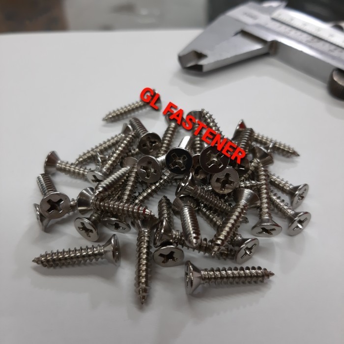 Skrup FAB Stainless 8 x 3/4 / Tapping Screw Flat Head / FH / SS304