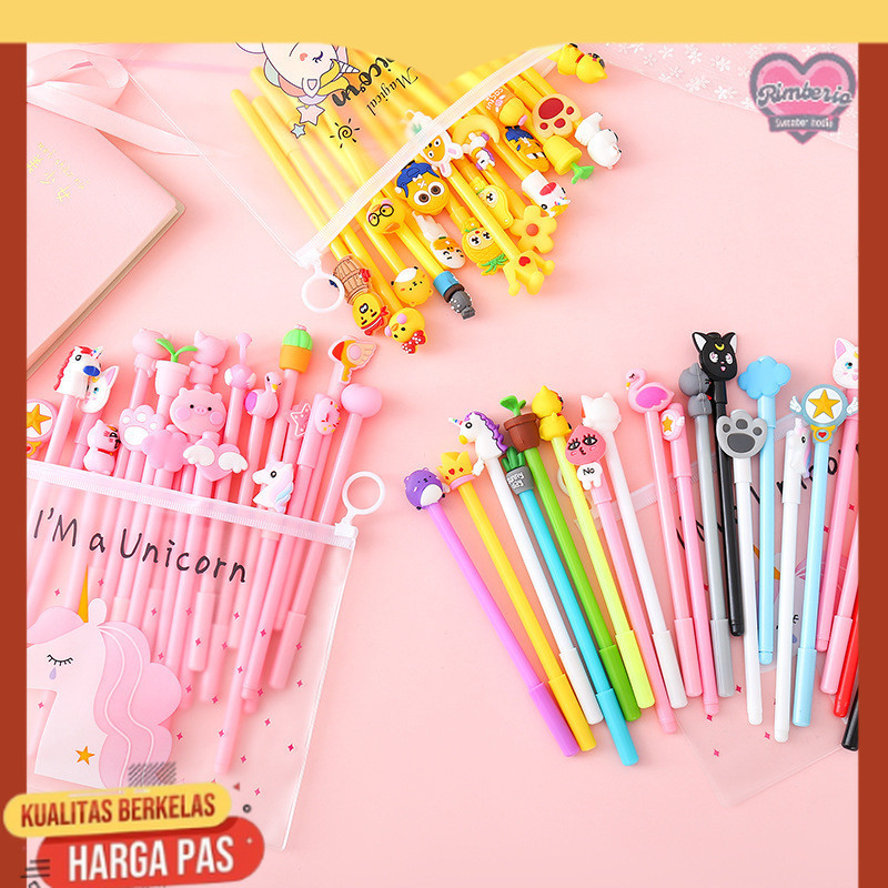 

HL0078 Pena Set Karakter Cartoon Isi 20 Pcs Plus Pouch Transparant Pulpen Set