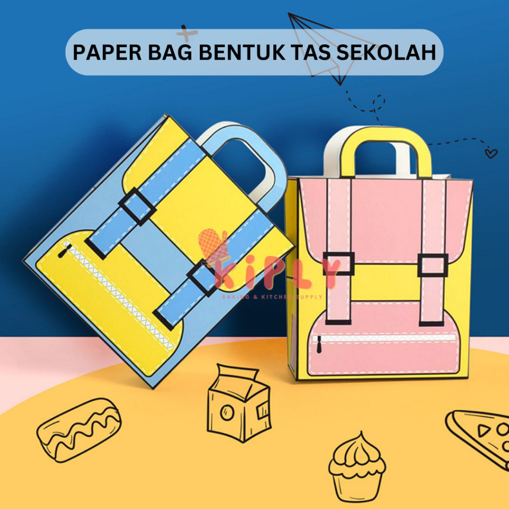 

Paper Bag Bentuk Tas Sekolah/Paper Goodie Hand Bag/Tas Kertas Kado Ulang Tahun