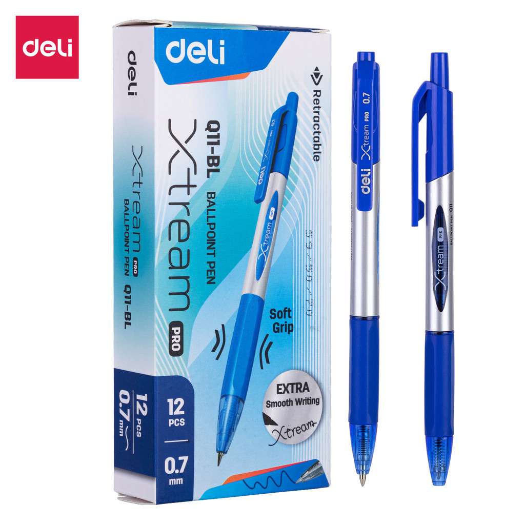 

Deli Ballpoint Pens Low Viscosity Ink Refill Signing 0.7mm Black Blue Office School Writing Tools Stationery Ball Point Pen Q10