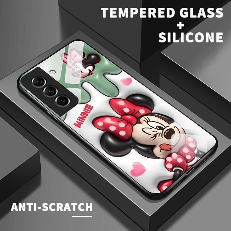 Kaca Glass Case For Samsung S21 FE 5G S21 5G S21 Plus S21 Ultra Silicone Back Girly Mickey Case Soft