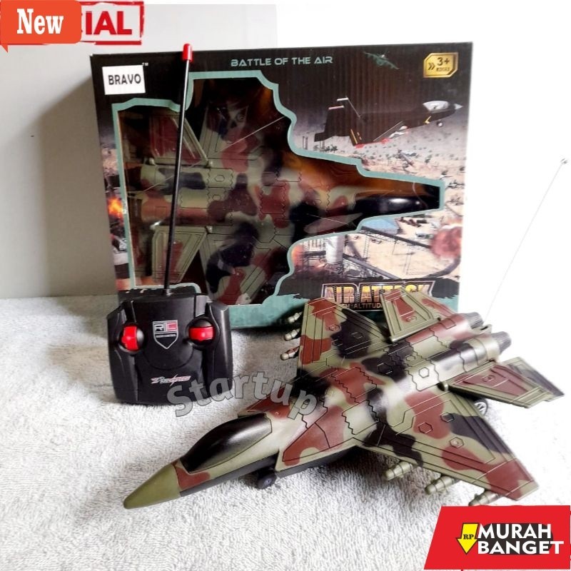 RC mainan pesawat terbang yg lagi viral- Mainan RC Pesawat Militer Tempur Air Attack Bravo / Pesawat