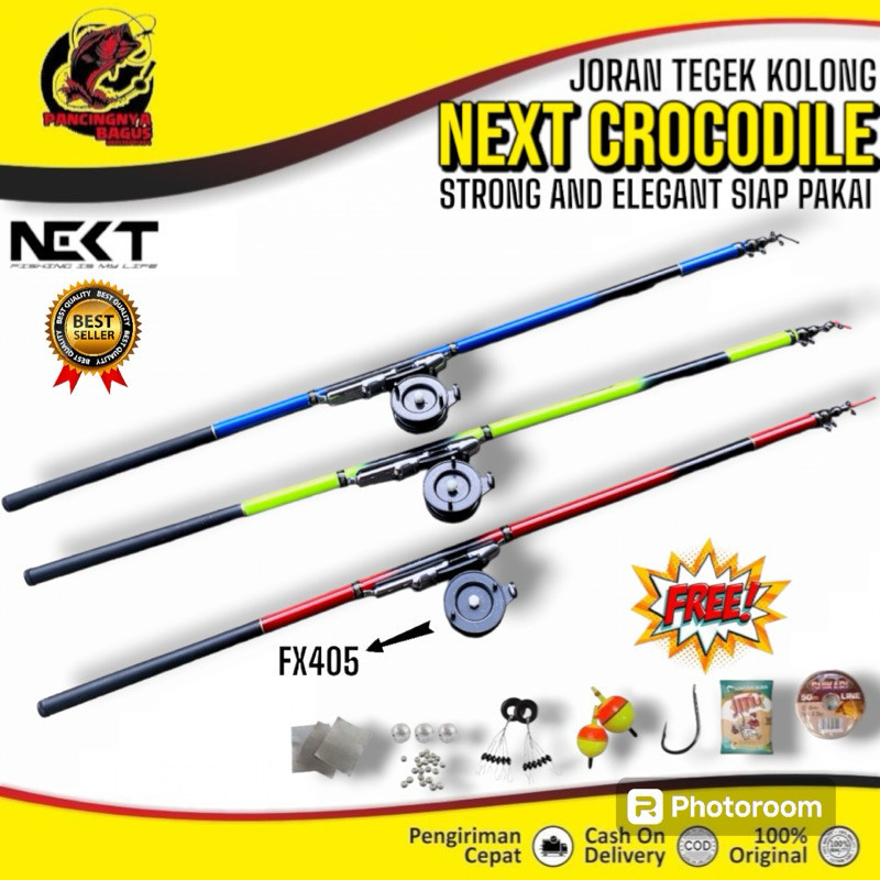 promo besar Set Lengkap Joran Tegek Set Kolong Pancing  Next Crocodile Fiber Kuat 180-450Cm Fiber Re