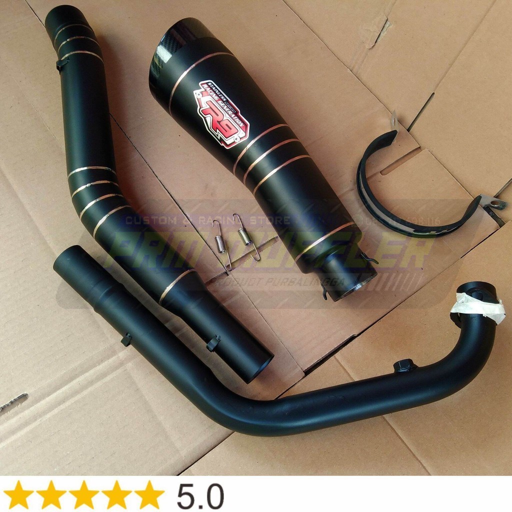 Knalpot racing R9 H2 dopp hitam for Honda CBR150 facelift / K45 / model thailand fullset