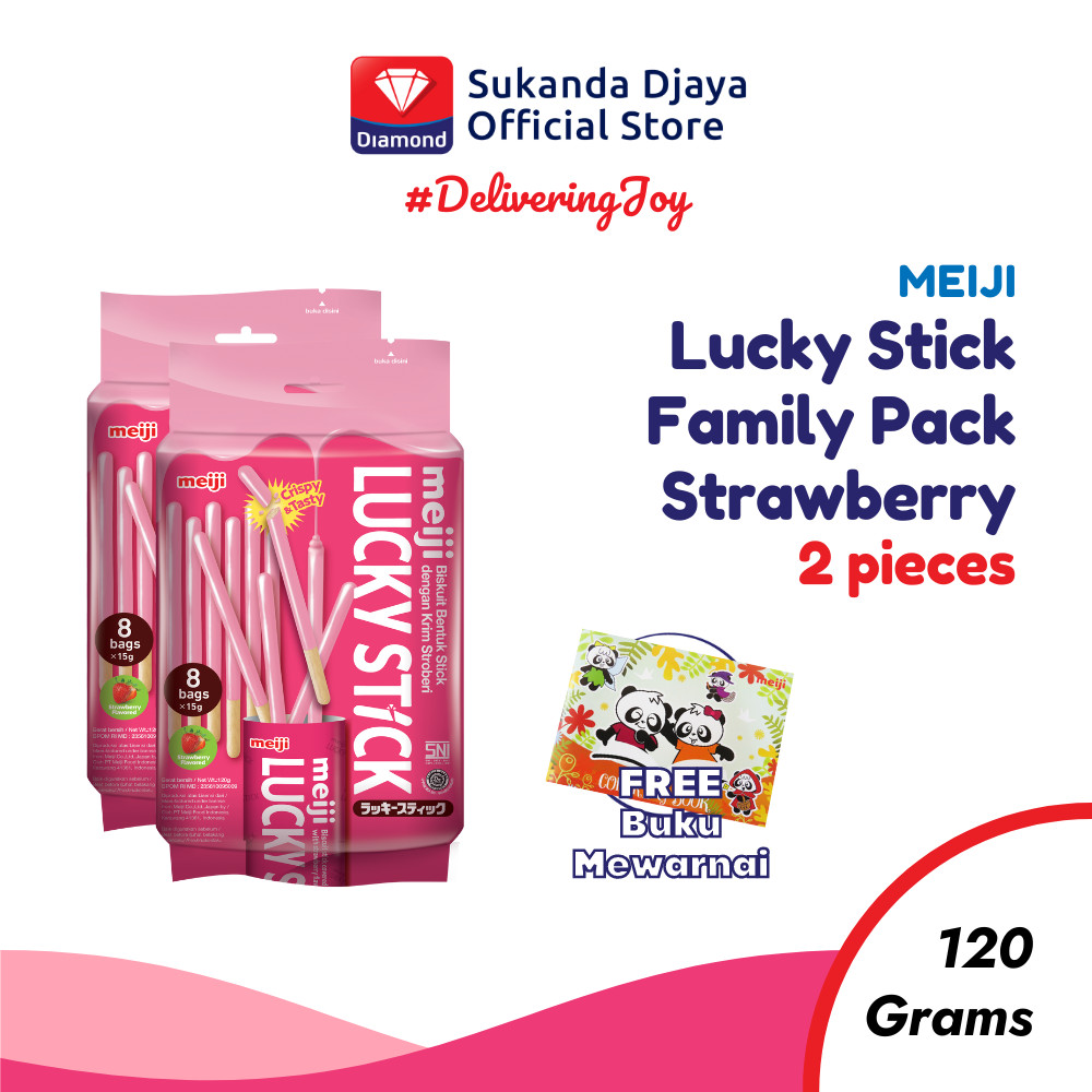 

Meiji Lucky Stick Biscuit Family Pack Strawberry Snack 120 Gr ISI 2 [Free Buku Mewarnai]