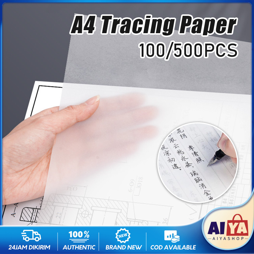 

500Pcs Kertas Kalkir Folio 80/85Gr Gsm Putih Transparan A4 Tracing Paper Art Gambar Film Sablon Stempel Undangan