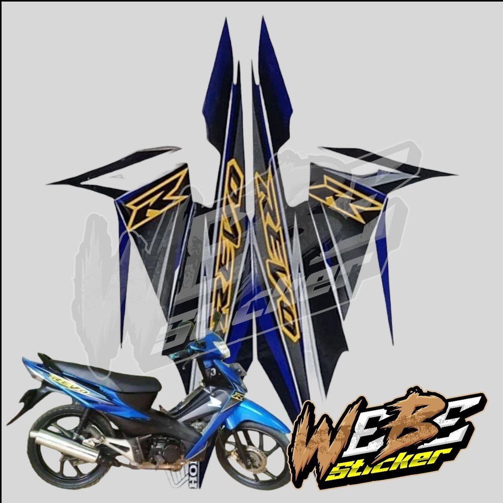STICKER STIKER POLET LIS STRIPING MOTOR FULL BODY HONDA REVO R REVO LAMA WARNA BIRU ABU ABU