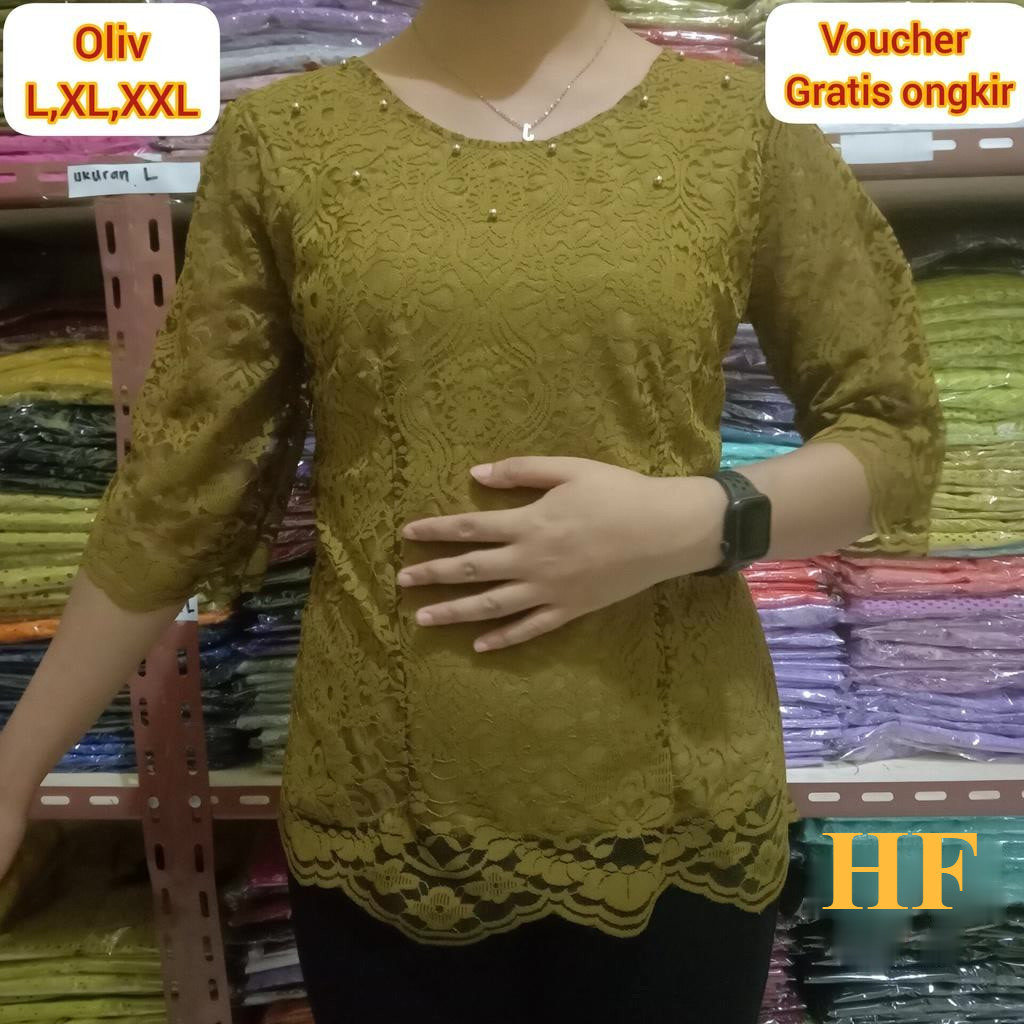 BLUS BROKAT LEHER BULAT/ATASAN KEBAYA WANITA