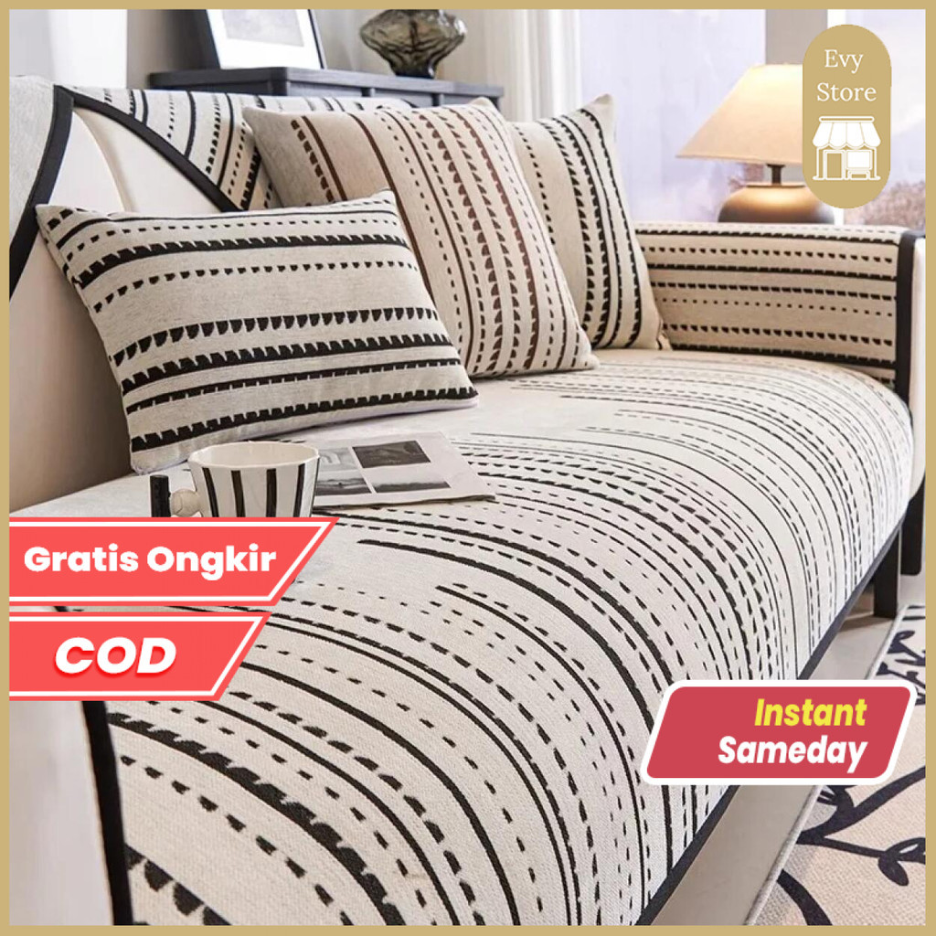 Evy Store Sarung Sofa Cover Ruang Tamu Chennile Alas Sofa Sudut 1 2 3 4 L Seater Dekorasi Ruang Tamu
