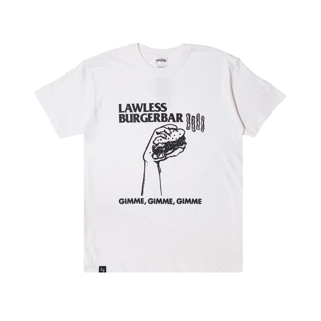 【COD】 NEW 【COD】Lawless Burgerbar - Gimme Gimme Tshirt - White Tidur pendek Fashion Hardworking T shi