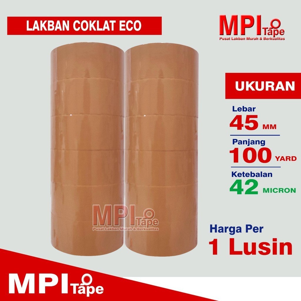 

1 Lusin - Lakban Coklat Ekonomis 45 mm x 100 Yard - Lakban Packing - MPI