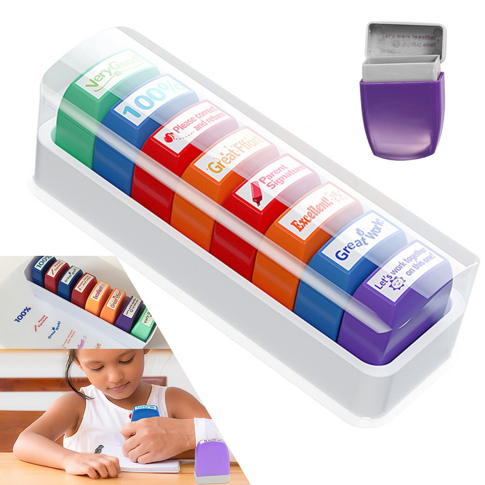 

Homework Review Stamps 8Pcs Encouraging Comments Self-inking Grading Stamps Feedback Stamps School Supplies for Parent Signature