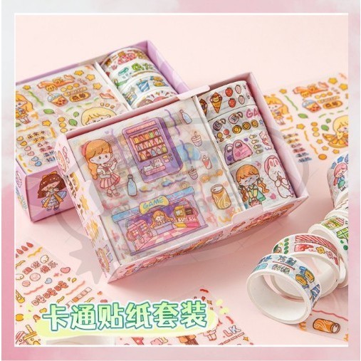 

Stiker Lucu 1 Set Box Tema Kartun Stiker Label untuk Buku Pegangan Diary Dekorasi DIY Stiker Spiral Elegan Bahan Buku Notebook