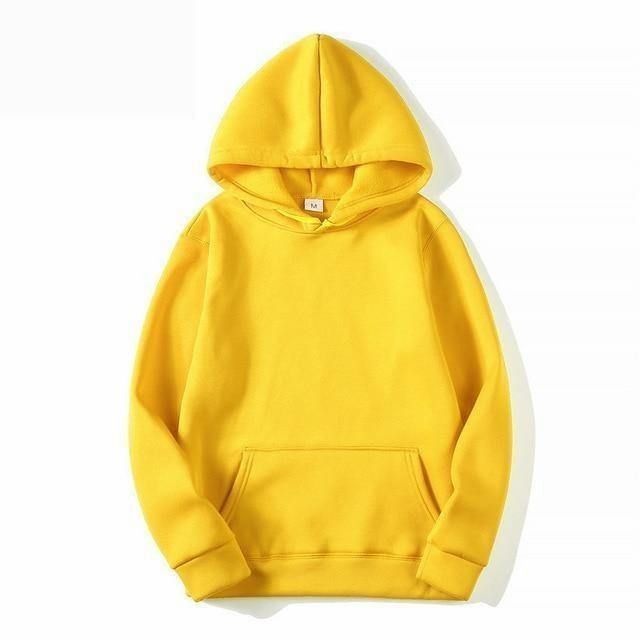 DINDASHOPEE hoodie polos pria jumbo tebal warna kuning sweater hodie premium - Kuning, M