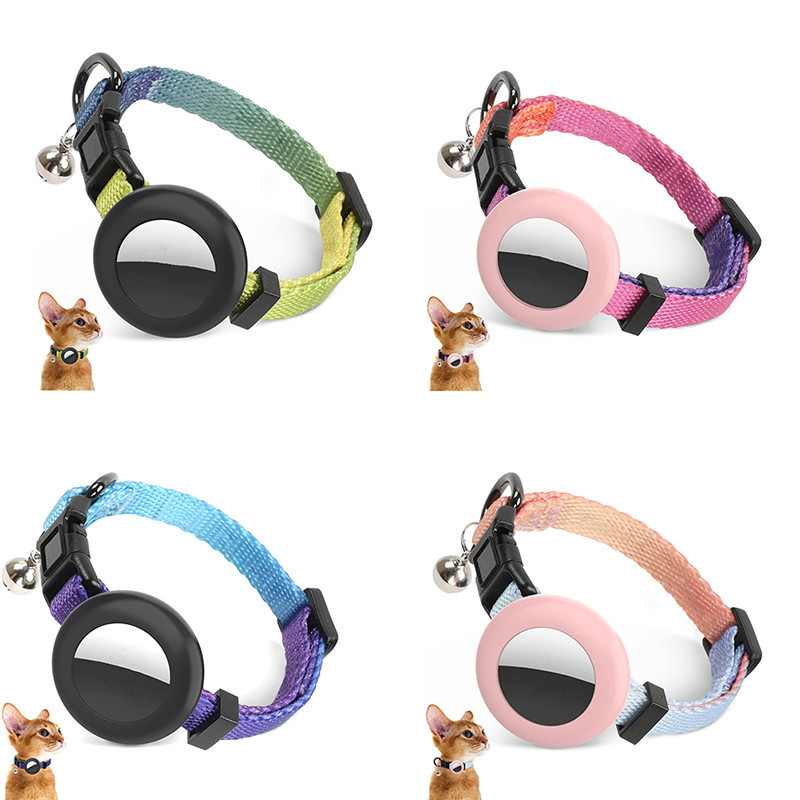 Airtag Pets Collar Holder Rainbow Gradient Apple Airtag Case Dog Cat Collar Anti-lost Locator Dog Ca