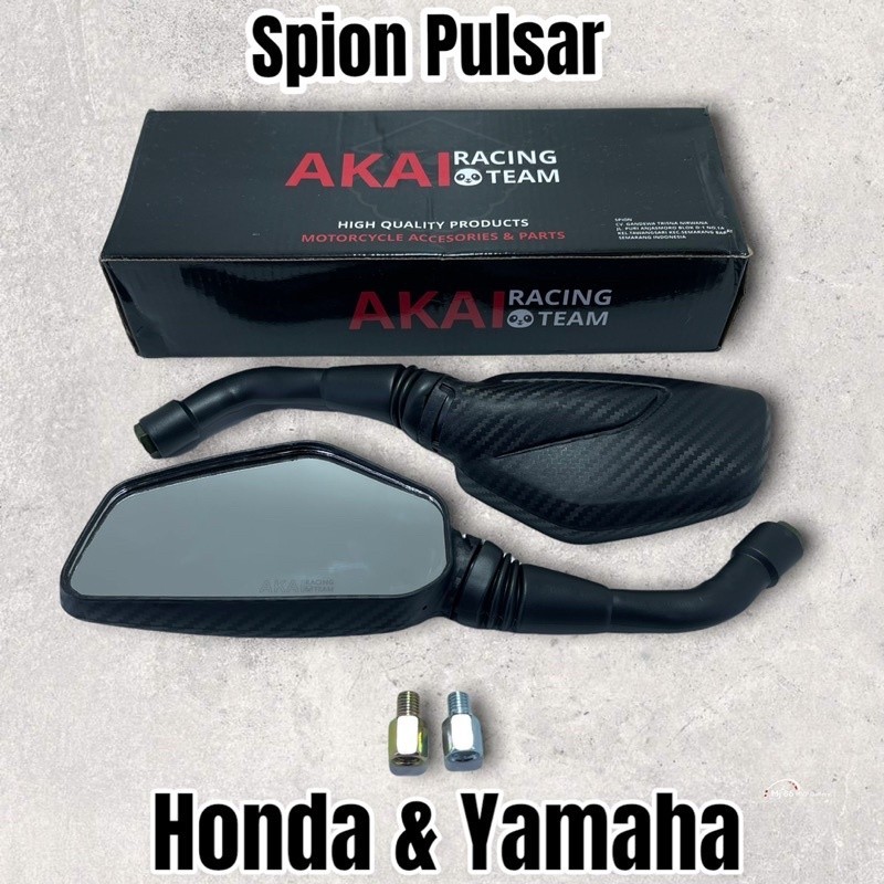Spion Motor Variasi Model Pulsar Motif Karbon Motor Honda Dan Yamaha Free Sambungan Spion Merek Akai