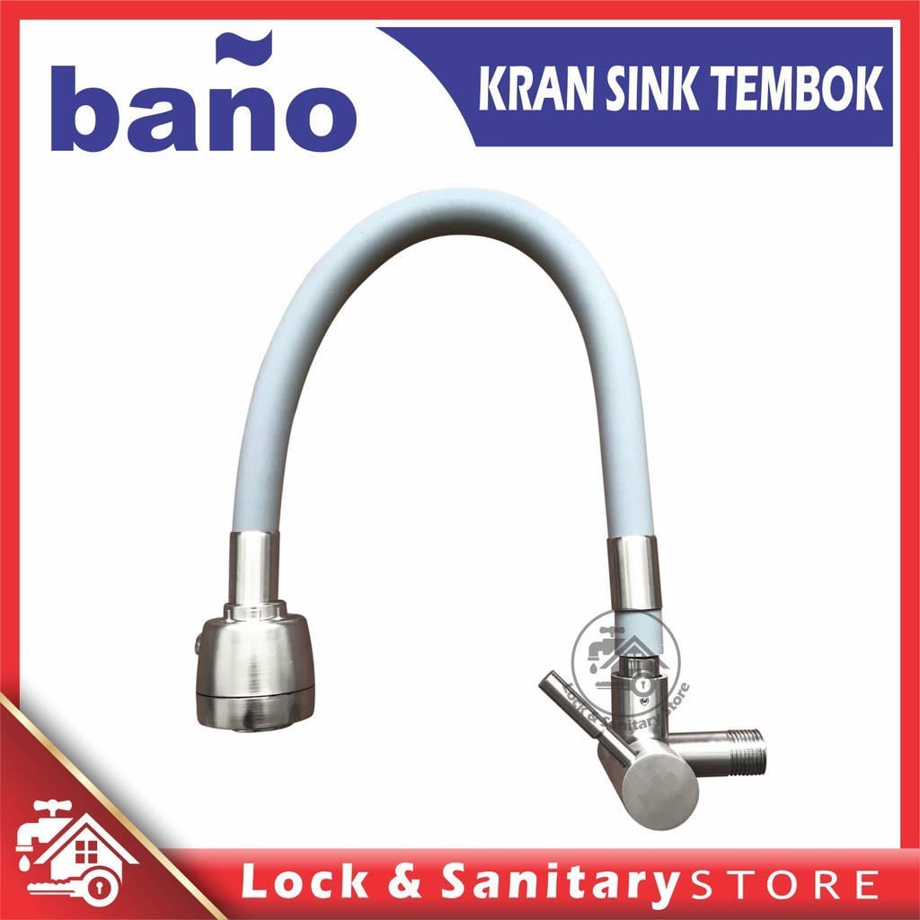 Keran Sink Tembok BANO 99 LS ENGKOL 304SS Keran Sink Fleksibel Cuci Piring Dapur Kran Air Dingin