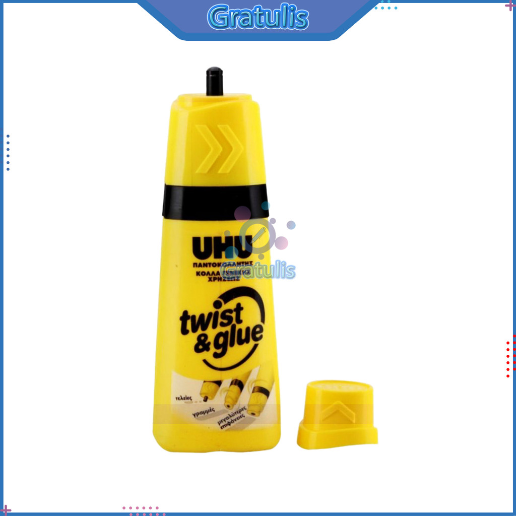 

LEM CAIR TWIST & GLUE UHU [90 ML/1 PCS] / SUPER GLUE CAIR UNTUK KERTAS, KARTON, KAIN, / LEM KAYU SUPER KUAT / THE ALL PURPOSE ADHESIVE / LEM REPERAKAT SEPATU / LEM SANDAL TAHAN LAMA / LEM SERBAGUNA