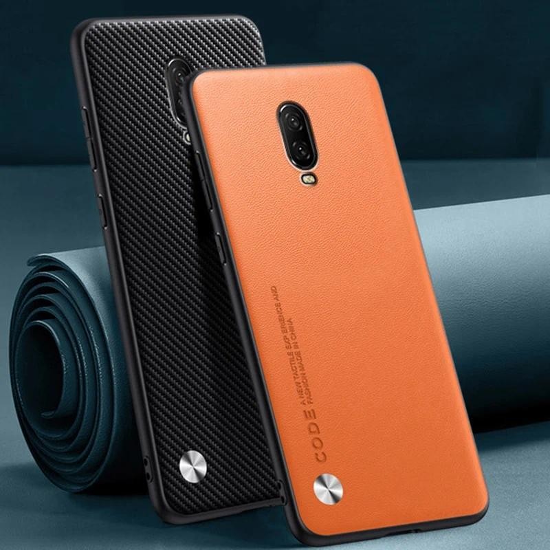 For OnePlus 6 6T case Carbon Fibre Leather Silicone Shockproof Protection Back cover For One Plus 6T