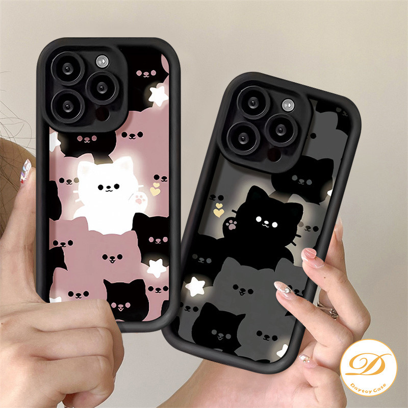 Casing Kucing Hitam Bercahaya Lucu Untuk Infinix Hot 30 40 30i 40i Smart 8Pro 8 Plus 7 5 6Plus Note 