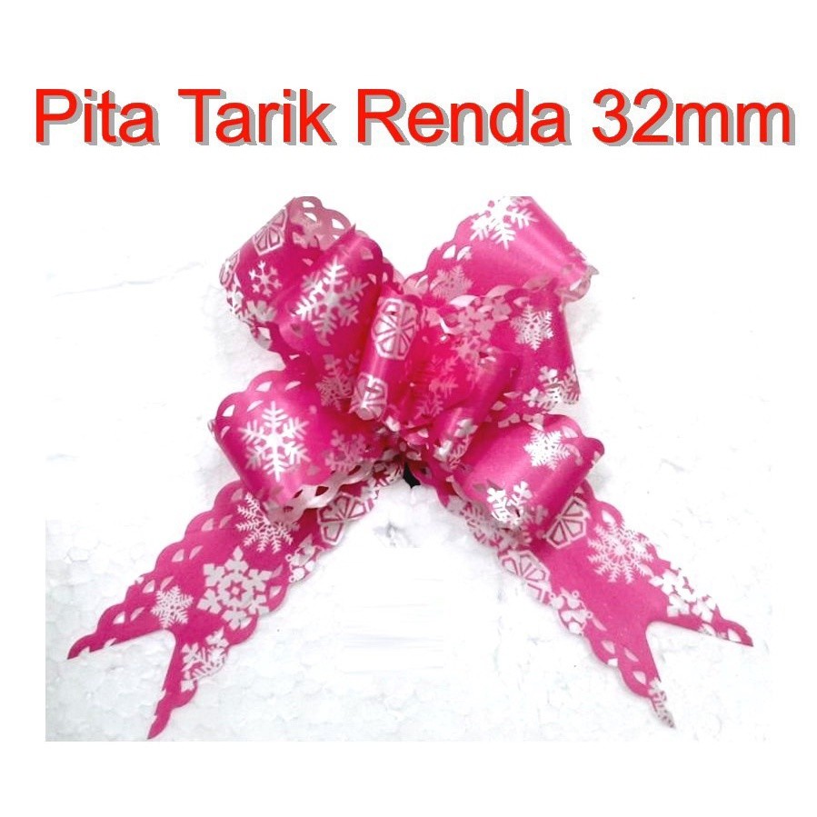 

1 Buah Pita Tarik 32mm Renda Pita Serut Motif Hiasan Parcel Hampers Souvenir Pull Bow Lace 32 mm Ribbon