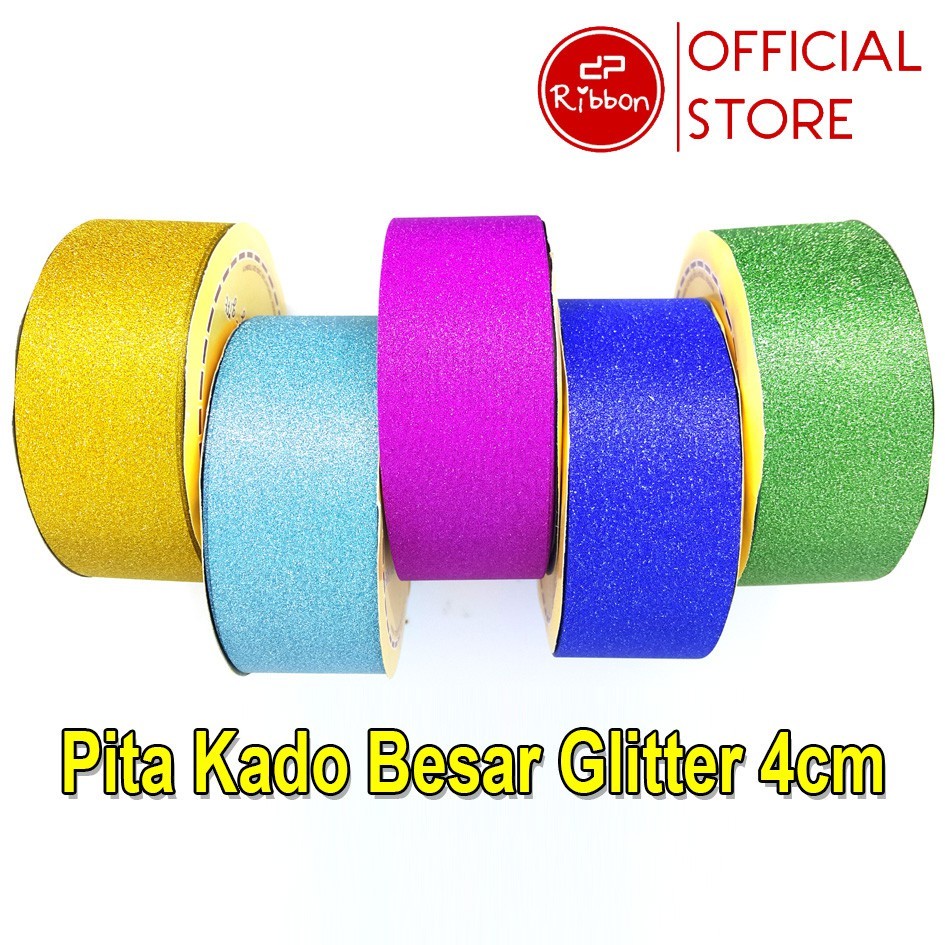 

1 Roll Pita Kado GLITTER 1.5" Pita Jepang 4cm Pita Rol Plastik 38mm RIBBON Kerlap Kerlip Metalik Gliter