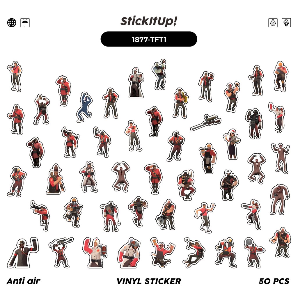 

COD✨ 50 Pcs Stiker Pack TEAM F0RTRES CHAR MIX 01 Lucu Aesthetic Vynil Waterproof untuk Freebies Sticker Buku Journal Casing HP Laptop