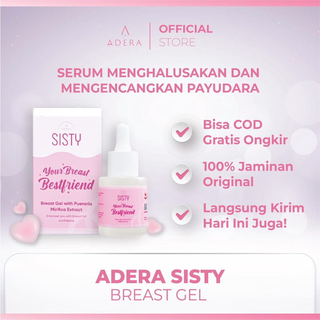 

GARANSI ORI Adera SISTY Breast Gel Pembesar Payudara, Pengencang Payudara, Merawat Payudara Sudah BPOM