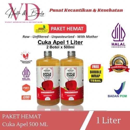 

NORKID HEALTH & BEAUTY Cuka Apel Apple Cider Vinegar 1 Liter CUKA APEL Organik With The Mother