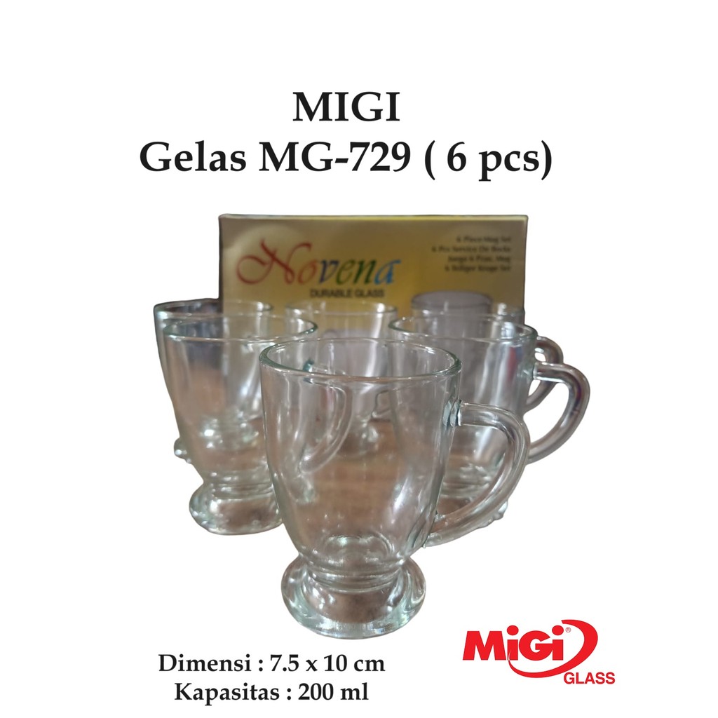 Migi Gelas Kopi Kaki Gagang MG-729 (6 pcs)