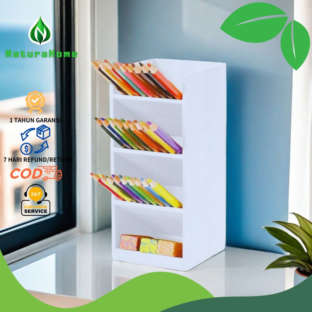 NaturaHome - Rak Penyimpanan Pensil Pulpen Tempat Alat Tulis Kayu Wooden Pencils Stand Rak Kayu Berd
