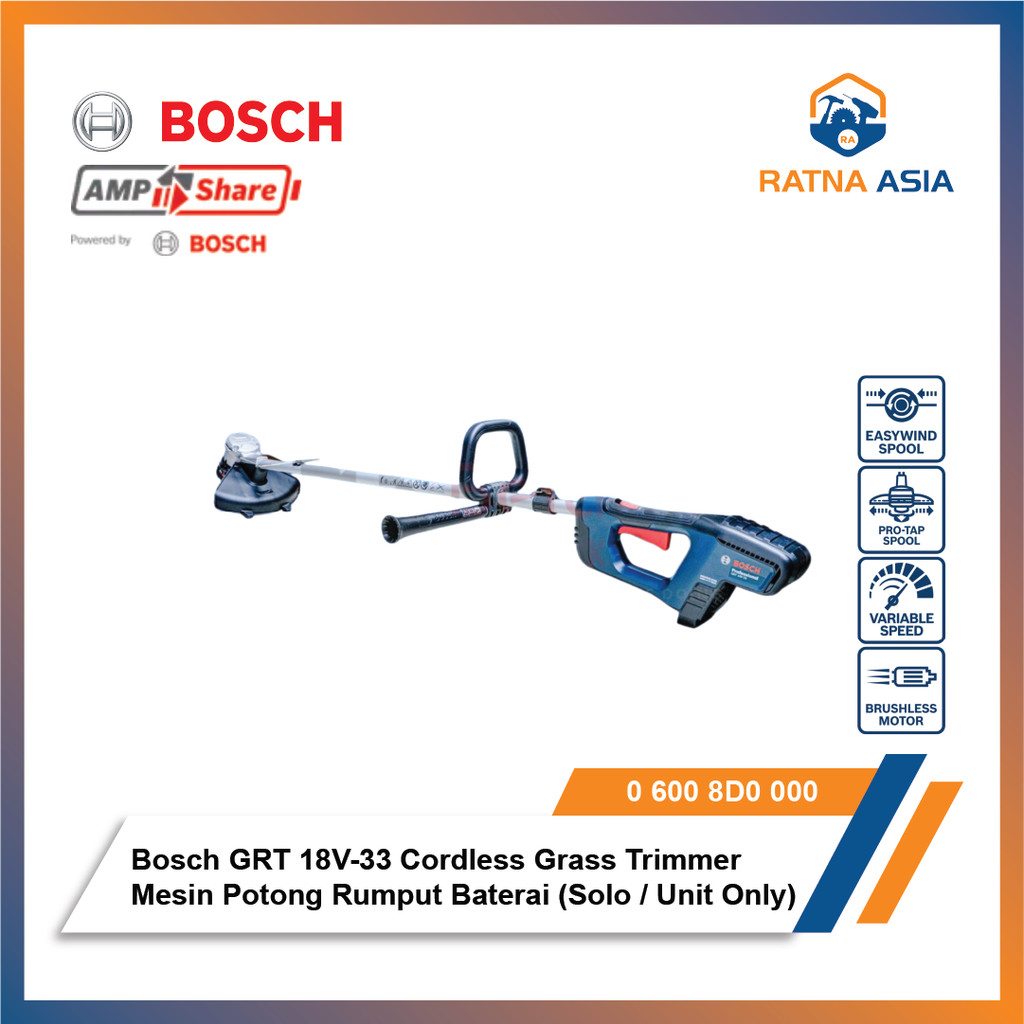 Bosch GRT 18V-33Pro Cordless Grass Trimmer Mesin Potong Rumput Baterai (Unit Only) 06008D0000